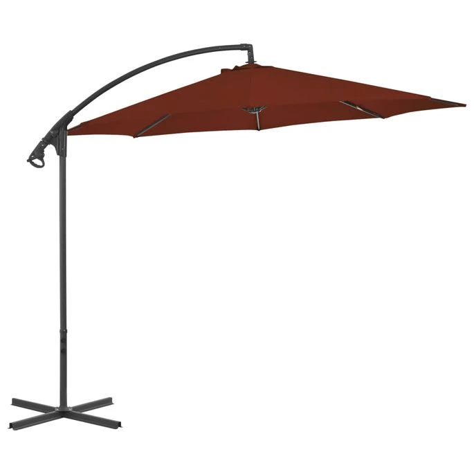 Parasol Déporté Avec Mât En Acier 300 Cm Terre Cuite – Image 3