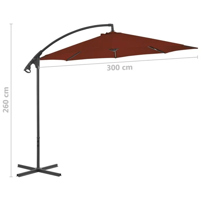 Parasol Déporté Avec Mât En Acier 300 Cm Terre Cuite – Image 7