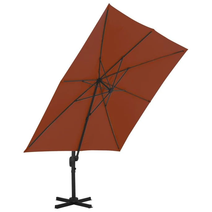 Parasol Déporté Avec Mât En Aluminium Terre Cuite 300x300 Cm – Image 4