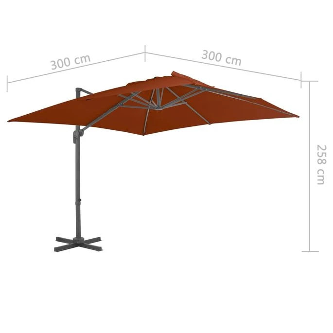 Parasol Déporté Avec Mât En Aluminium Terre Cuite 300x300 Cm – Image 8