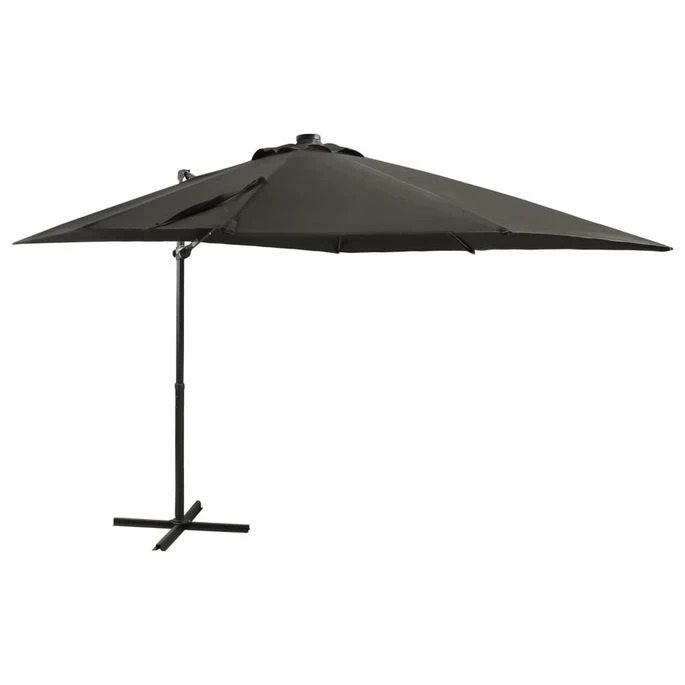 Parasol Déporté Avec Mât Et Lumières LED Anthracite 250 Cm