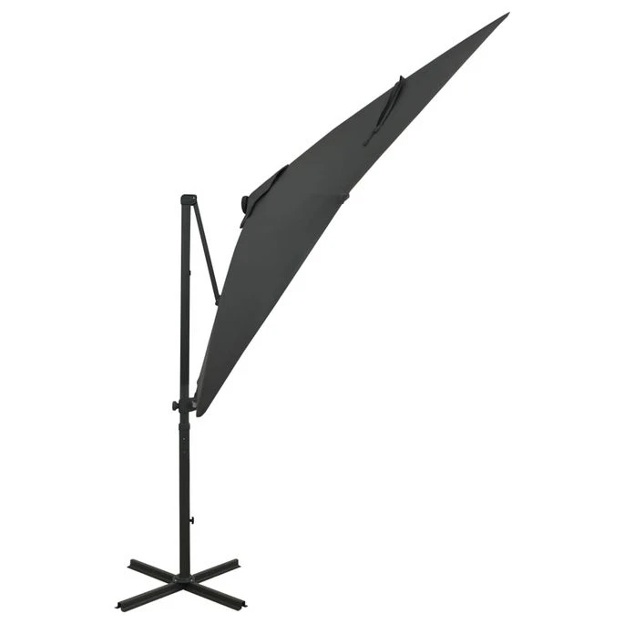 Parasol Déporté Avec Mât Et Lumières LED Anthracite 250 Cm – Image 3