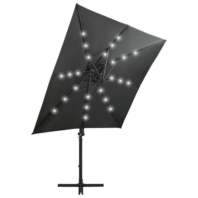 Parasol Déporté Avec Mât Et Lumières LED Anthracite 250 Cm – Image 5