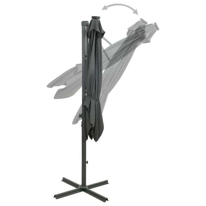 Parasol Déporté Avec Mât Et Lumières LED Anthracite 250 Cm – Image 8