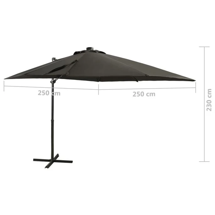 Parasol Déporté Avec Mât Et Lumières LED Anthracite 250 Cm – Image 11