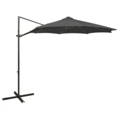 Parasol Déporté Avec Mât Et Lumières LED Anthracite 300 Cm 2
