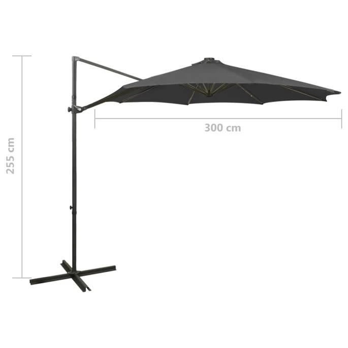 Parasol Déporté Avec Mât Et Lumières LED Anthracite 300 Cm 2 – Image 11