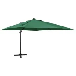 Parasol Déporté Avec Mât Et Lumières LED Vert 300 Cm 3