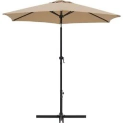 Parasol Droit Rond Diam 2,5 M - Inclinable & Avec Manivelle - Mât Aluminium Et Toile Polyester 160g - Taupe