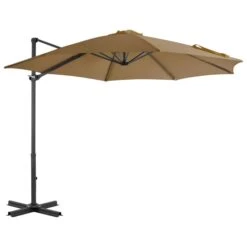 Parasol En Porte-à-faux Avec Poteau En Aluminium 300 Cm Taupe