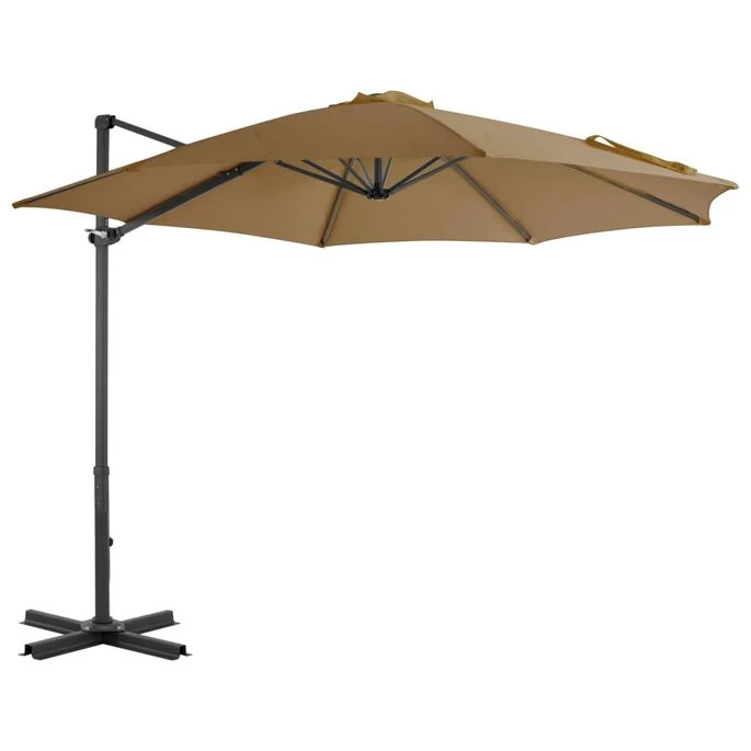 Parasol En Porte-à-faux Avec Poteau En Aluminium 300 Cm Taupe