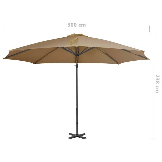 Parasol En Porte-à-faux Avec Poteau En Aluminium 300 Cm Taupe – Image 8