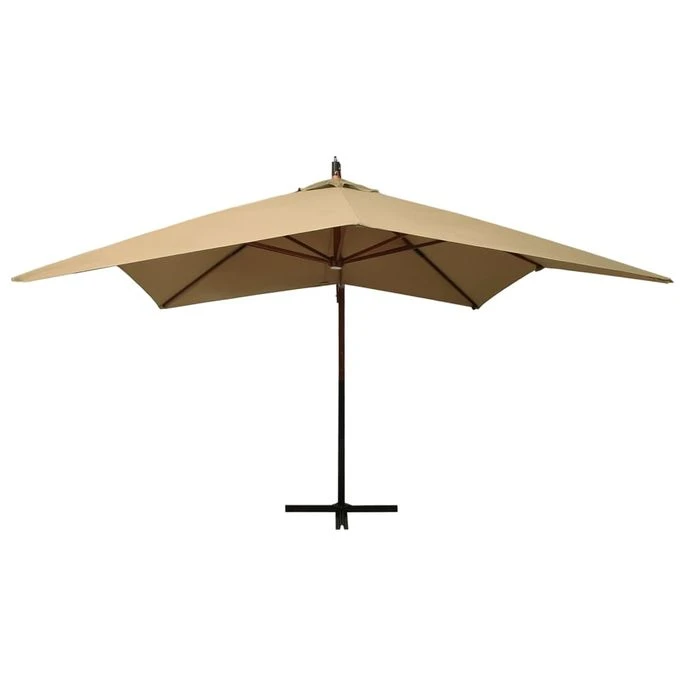 Parasol Suspendu Avec Mât En Bois 300 Cm Taupe – Image 2
