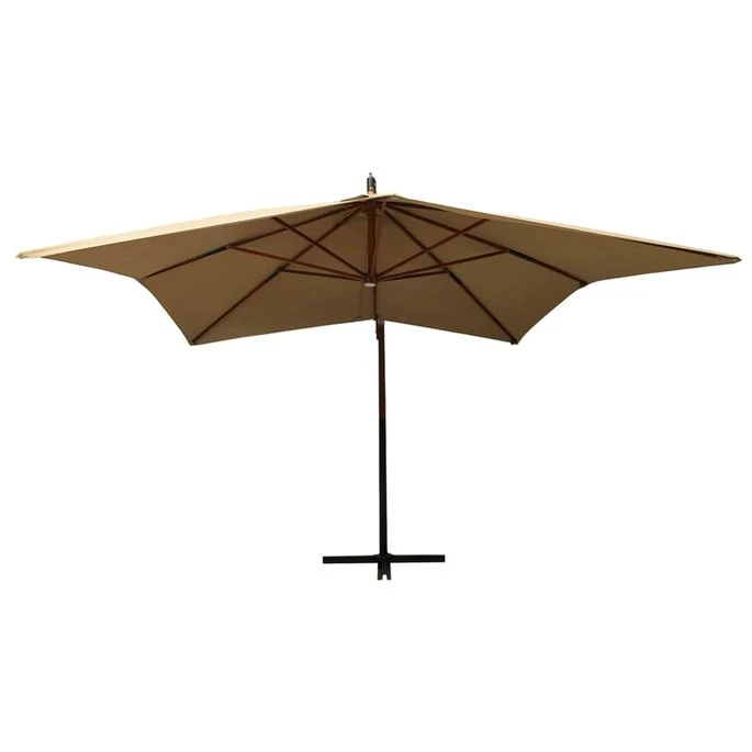 Parasol Suspendu Avec Mât En Bois 300 Cm Taupe – Image 3