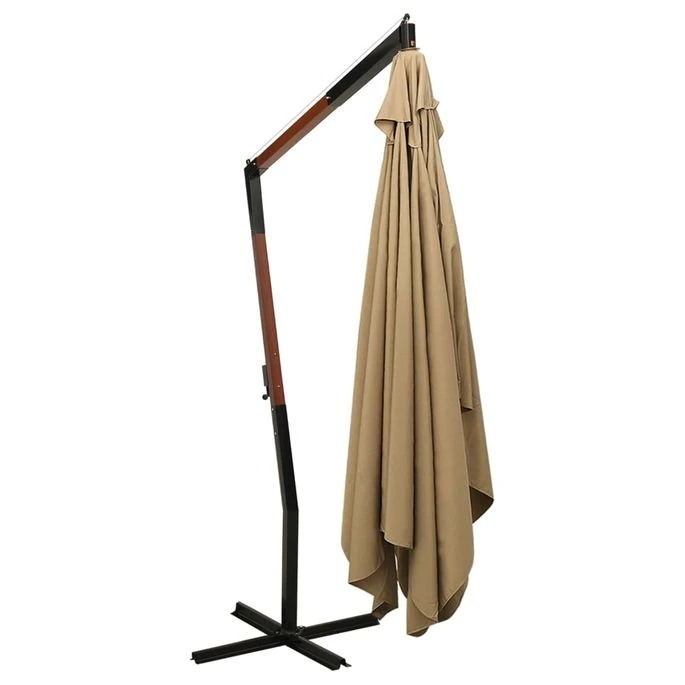 Parasol Suspendu Avec Mât En Bois 300 Cm Taupe – Image 4