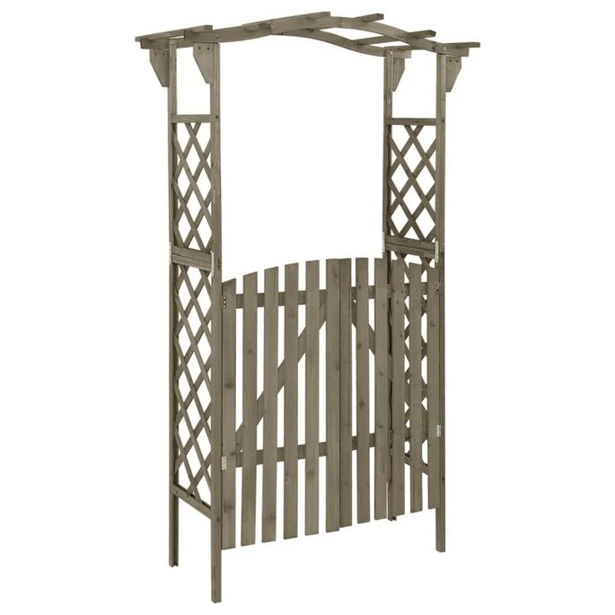Pergola Avec Portail 116x40x204 Cm Gris Bois De Sapin Massif