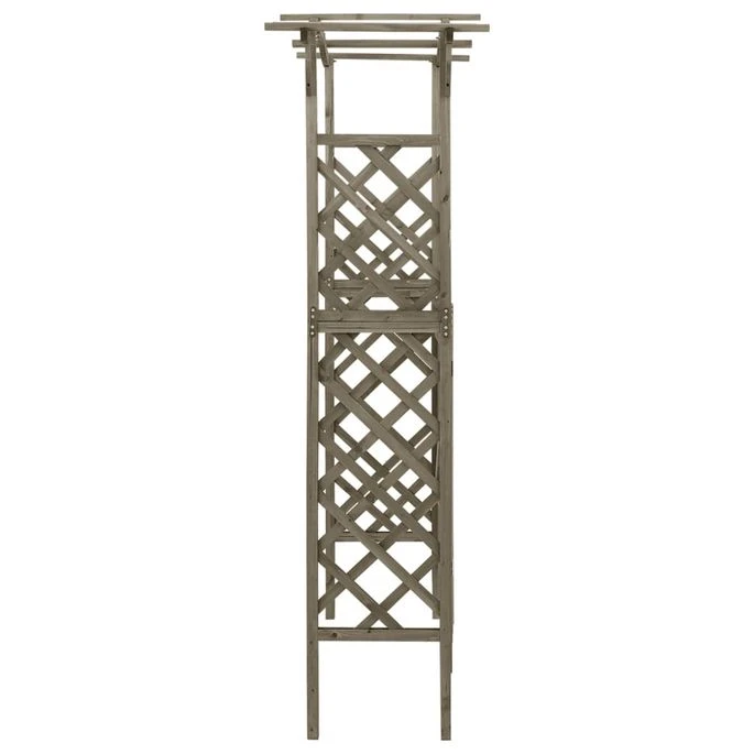 Pergola Avec Portail 116x40x204 Cm Gris Bois De Sapin Massif – Image 4