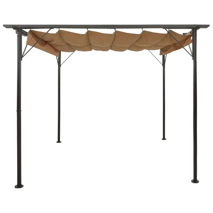 Pergola Avec Toit Rétractable Taupe 3x3 M Acier 180 G/m² – Image 2