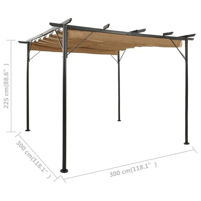 Pergola Avec Toit Rétractable Taupe 3x3 M Acier 180 G/m² – Image 6