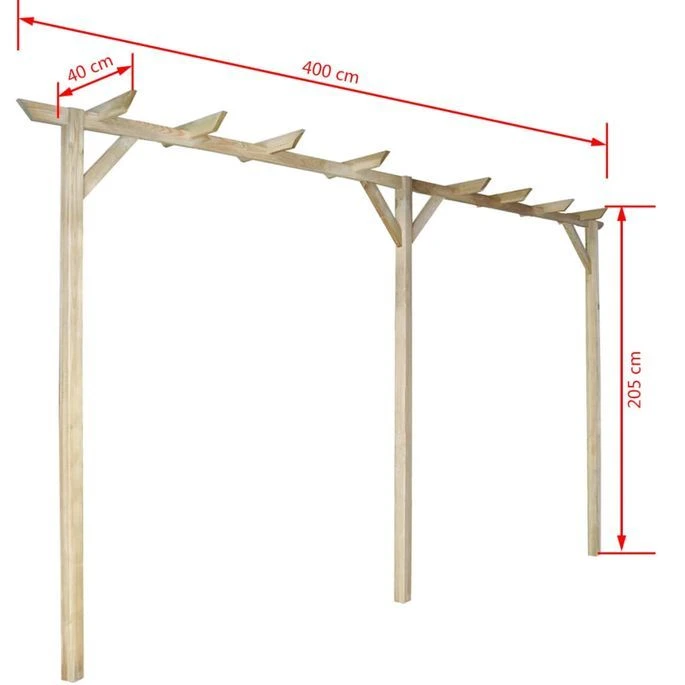 Pergola De Jardin 400 X 40 X 205 Cm Bois – Image 4
