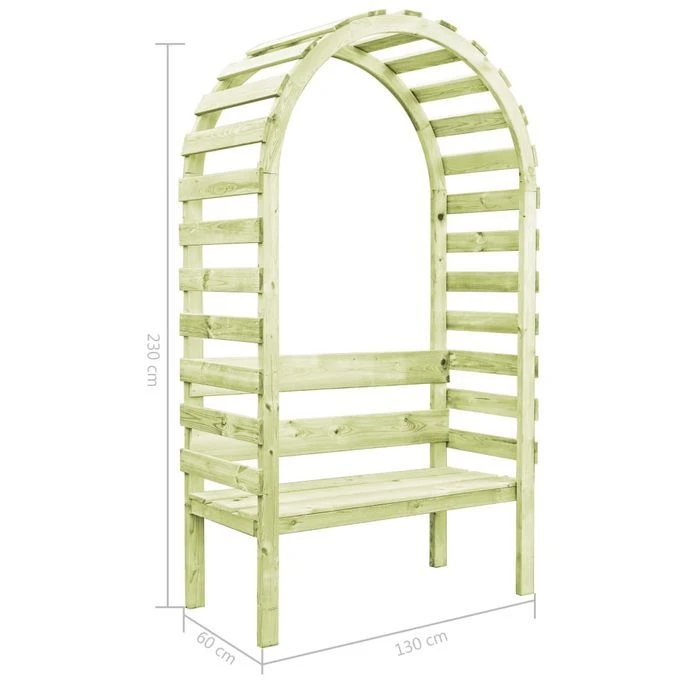 Pergola De Jardin Avec Banc 130x60x230 Cm Pin Imprégné – Image 6